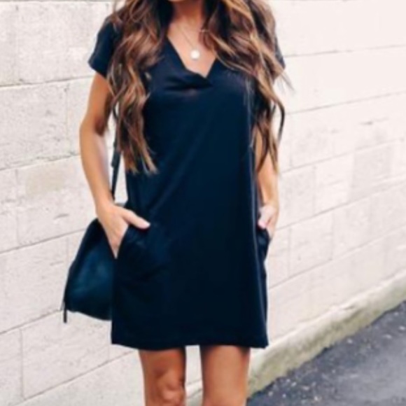 Cotton Blend Pocketed T-Shirt Dress w/ pockets - Picture 1 of 4